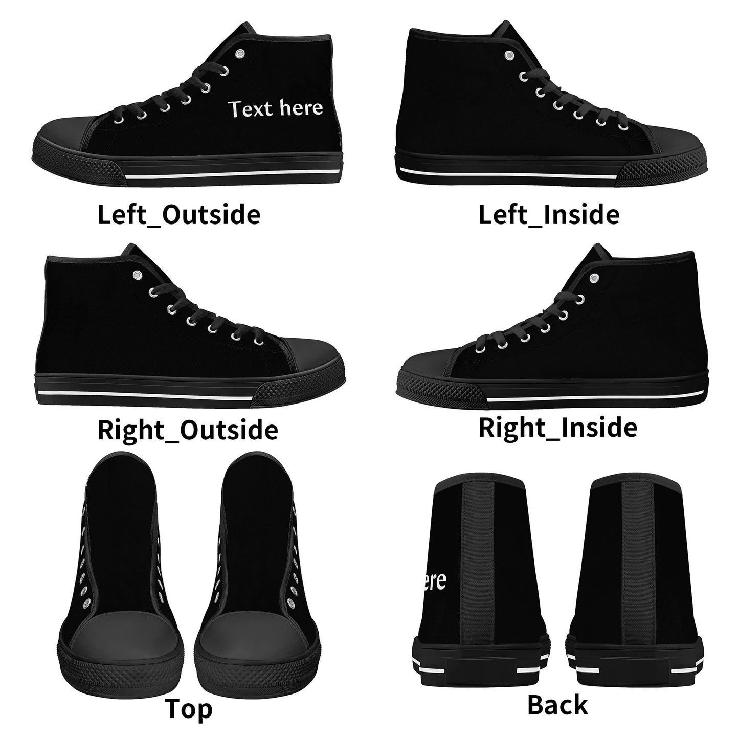 Mens High Top Canvas Shoes - Customized Tongue