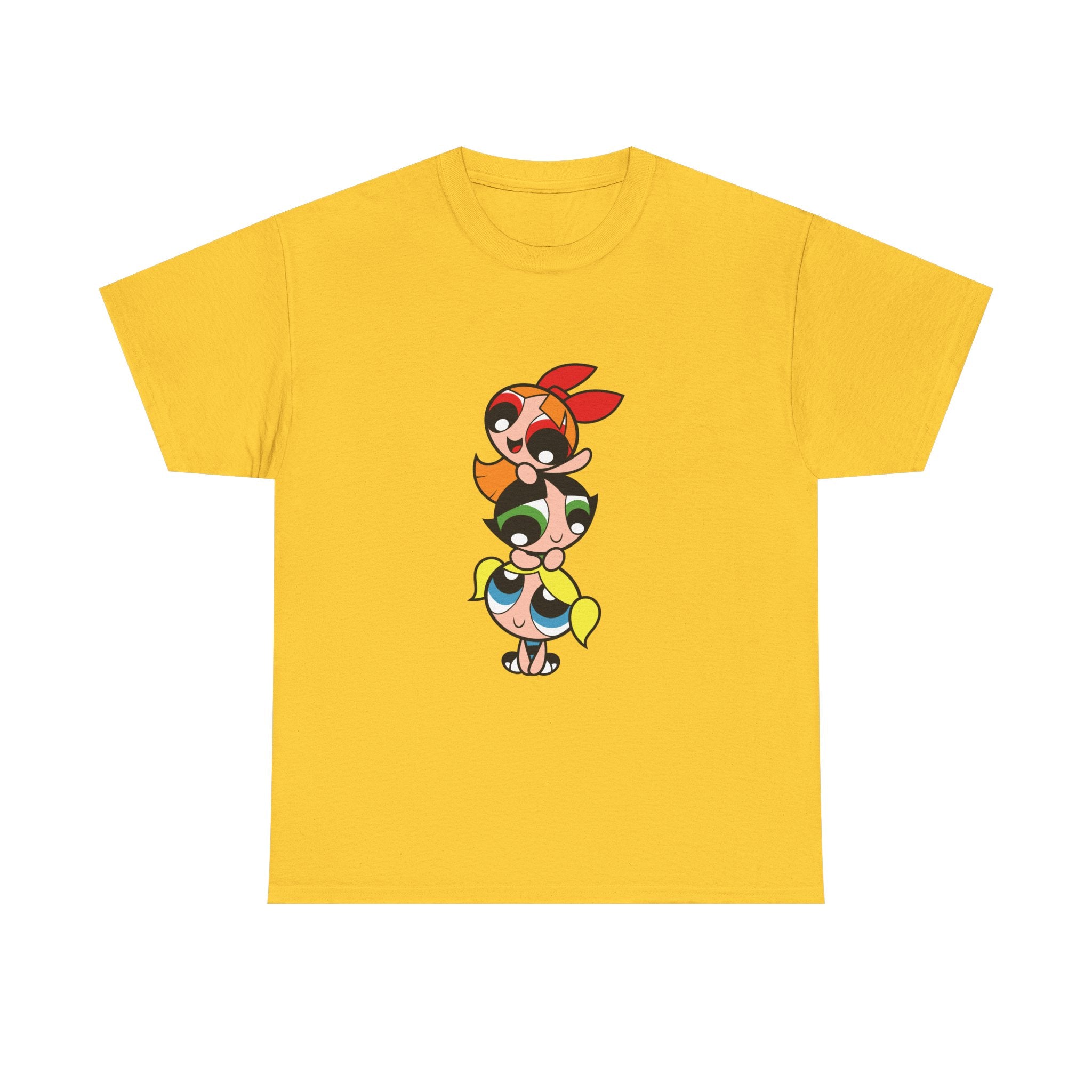 Powerpuff Girls Unisex Heavy Cotton Tee - Cute Cartoon Graphic Tee for Fans