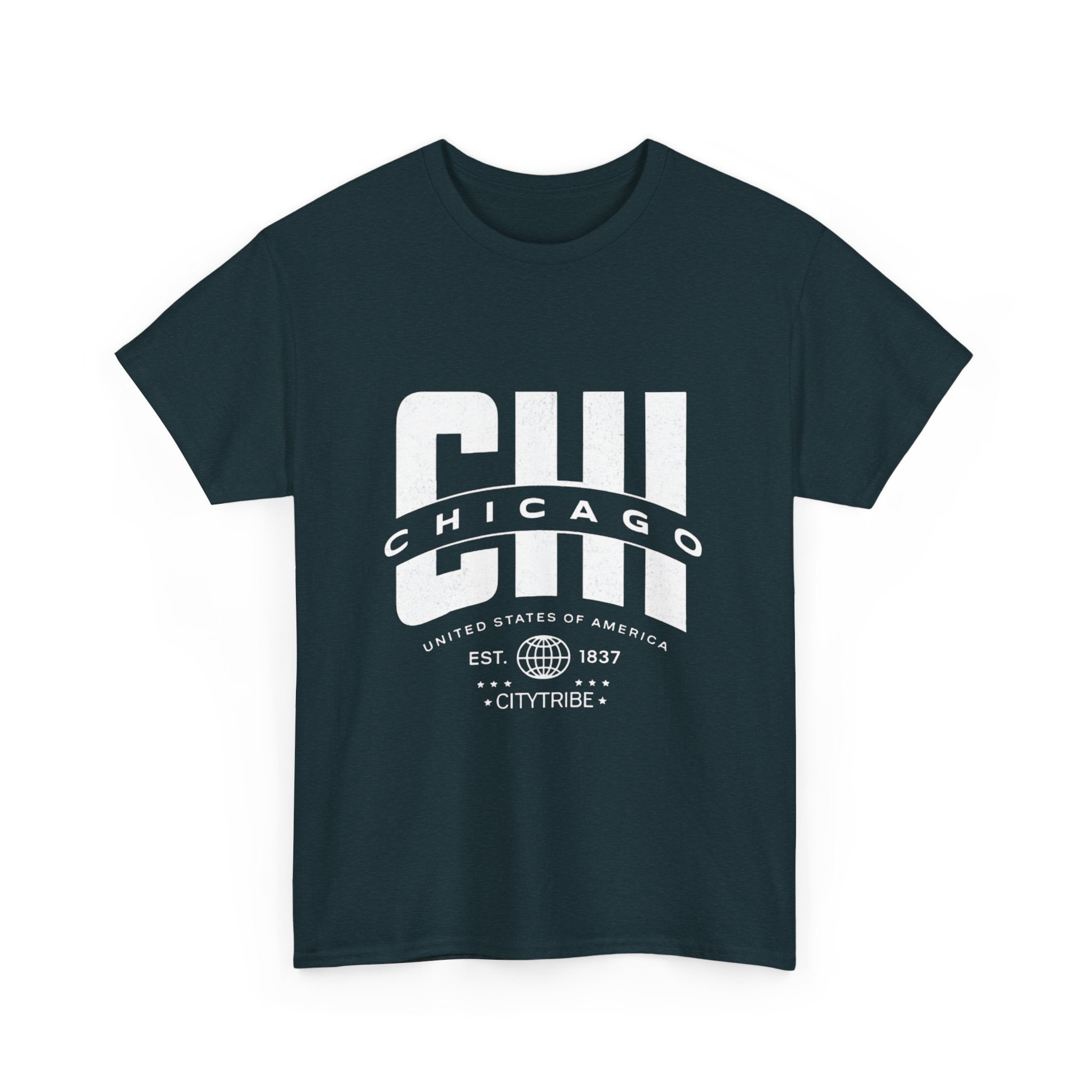 Chicago Unisex Heavy Cotton Tee - City Tribal Design for Casual Wear