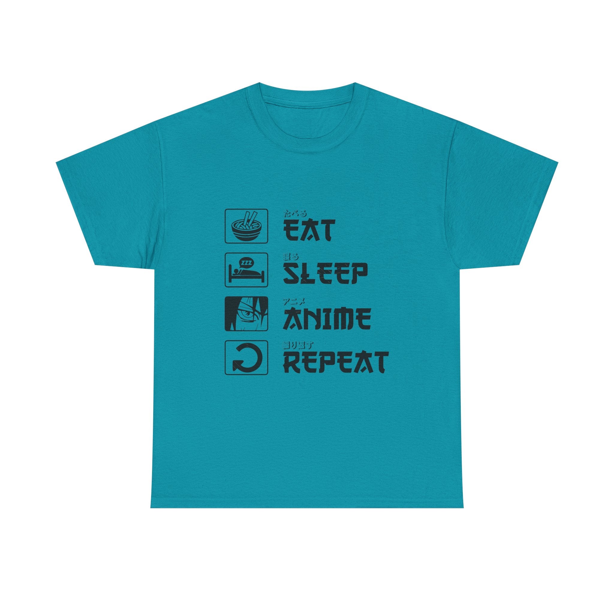 Unisex Heavy Cotton Tee - Eat Sleep Anime Repeat - Perfect for Anime Lovers