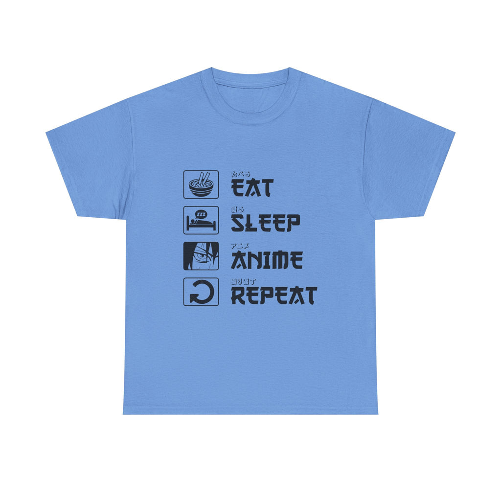 Unisex Heavy Cotton Tee - Eat Sleep Anime Repeat - Perfect for Anime Lovers
