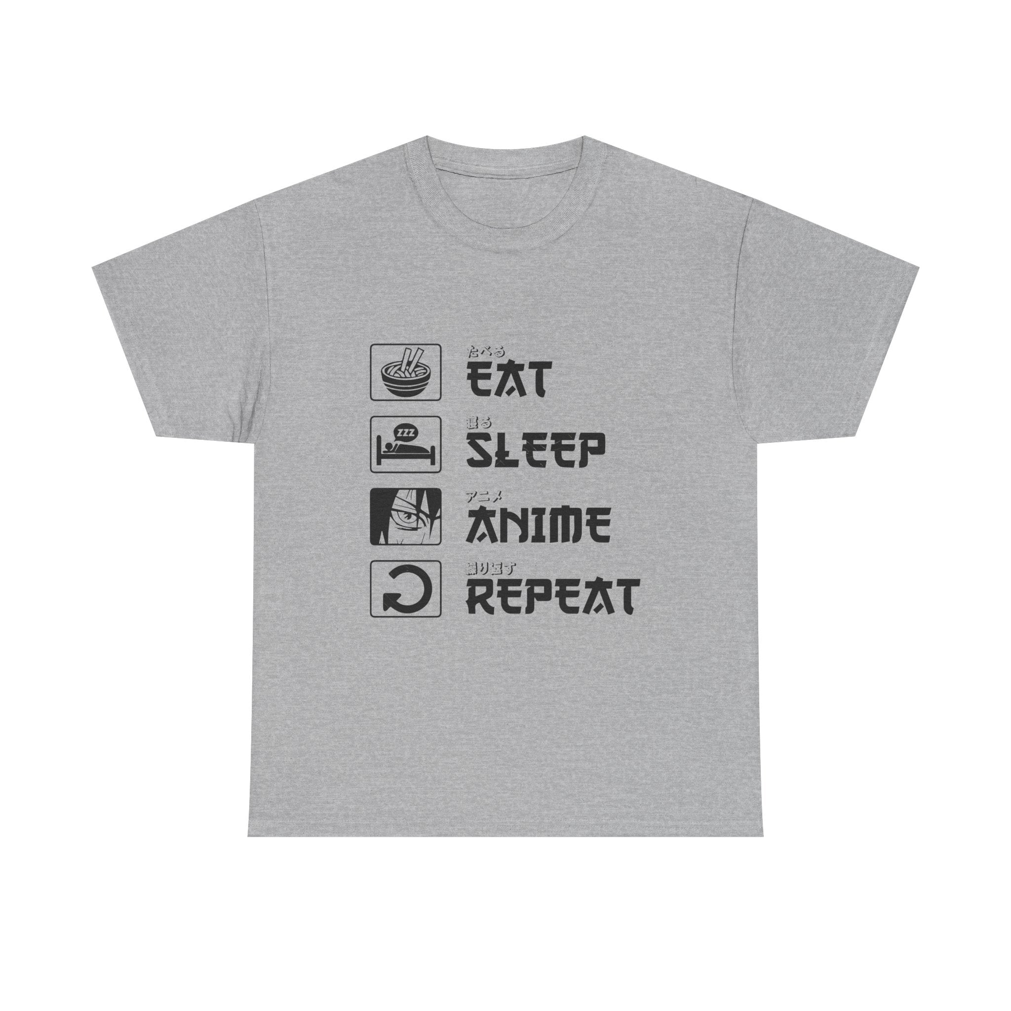 Unisex Heavy Cotton Tee - Eat Sleep Anime Repeat - Perfect for Anime Lovers