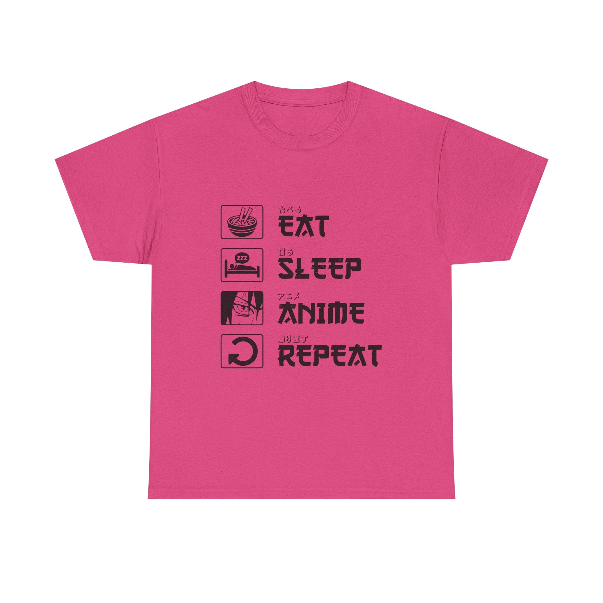 Unisex Heavy Cotton Tee - Eat Sleep Anime Repeat - Perfect for Anime Lovers