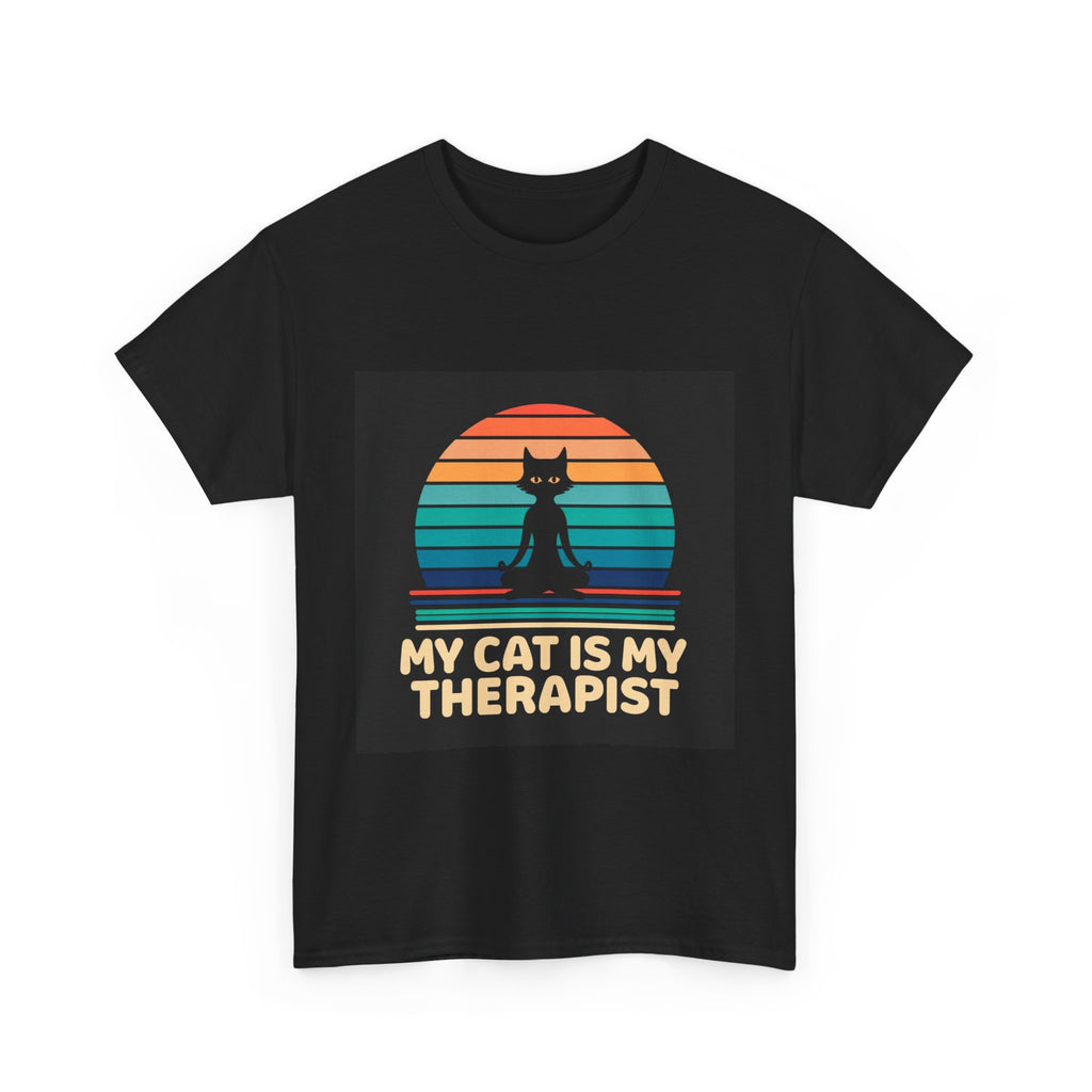 Cat Lover Unisex Heavy Cotton Tee - 'My Cat Is My Therapist'
