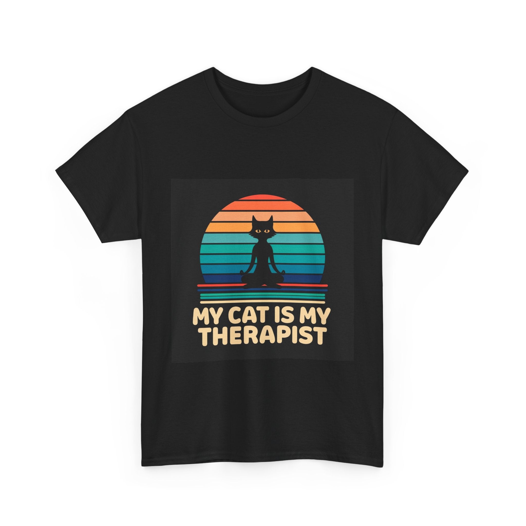 Cat Lover Unisex Heavy Cotton Tee - 'My Cat Is My Therapist'