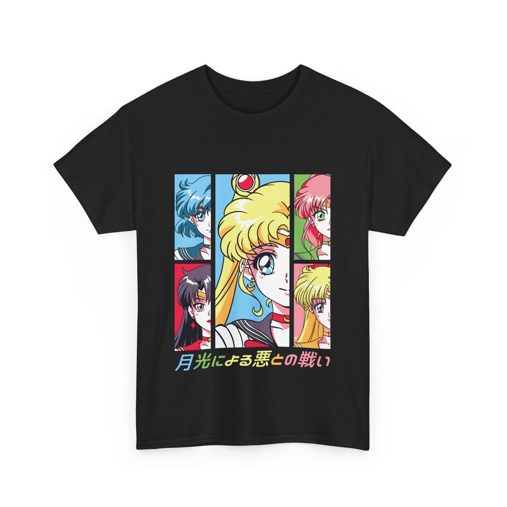 Retro Anime Graphic Tee - Sailor Moon Inspired Unisex Heavy Cotton T-Shirt