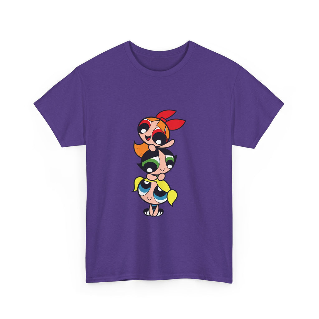 Powerpuff Girls Unisex Heavy Cotton Tee - Cute Cartoon Graphic Tee for Fans