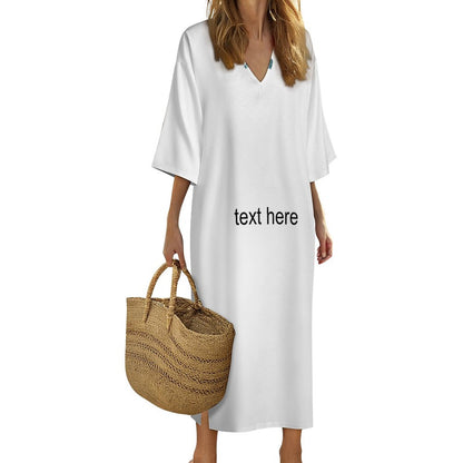 120gsm Mediterranean Style V Neck Mid-Sleeve Robe(All-Over Printing)