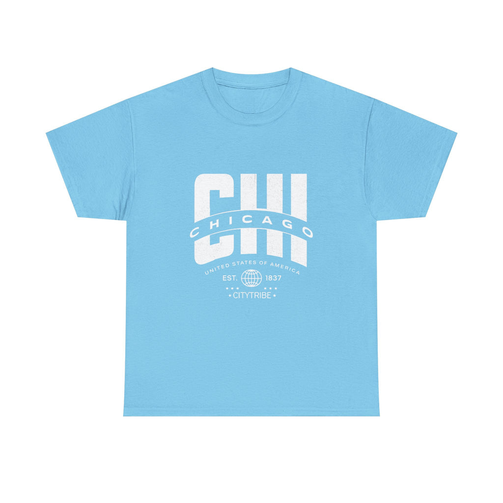 Chicago Unisex Heavy Cotton Tee - City Tribal Design for Casual Wear