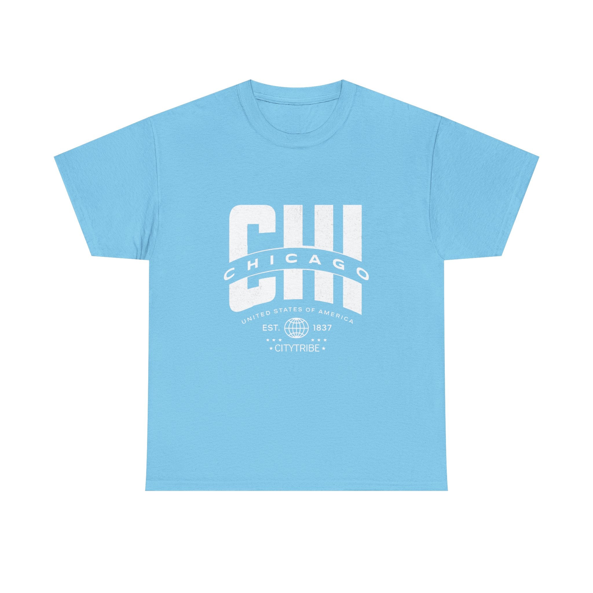 Chicago Unisex Heavy Cotton Tee - City Tribal Design for Casual Wear