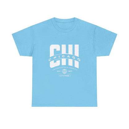 Chicago Unisex Heavy Cotton Tee - City Tribal Design for Casual Wear