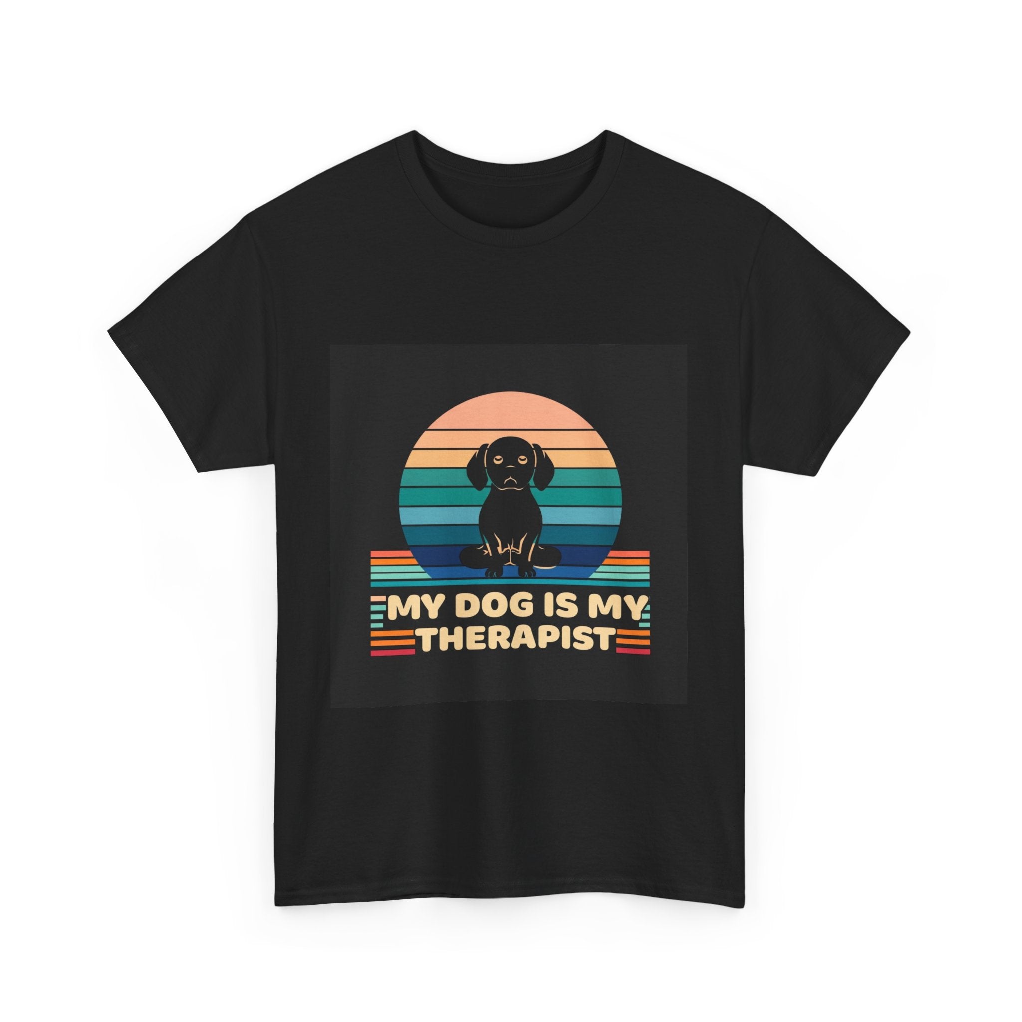 Unisex Heavy Cotton Tee - "My Dog is My Therapist" Vintage Dog Lover T-Shirt