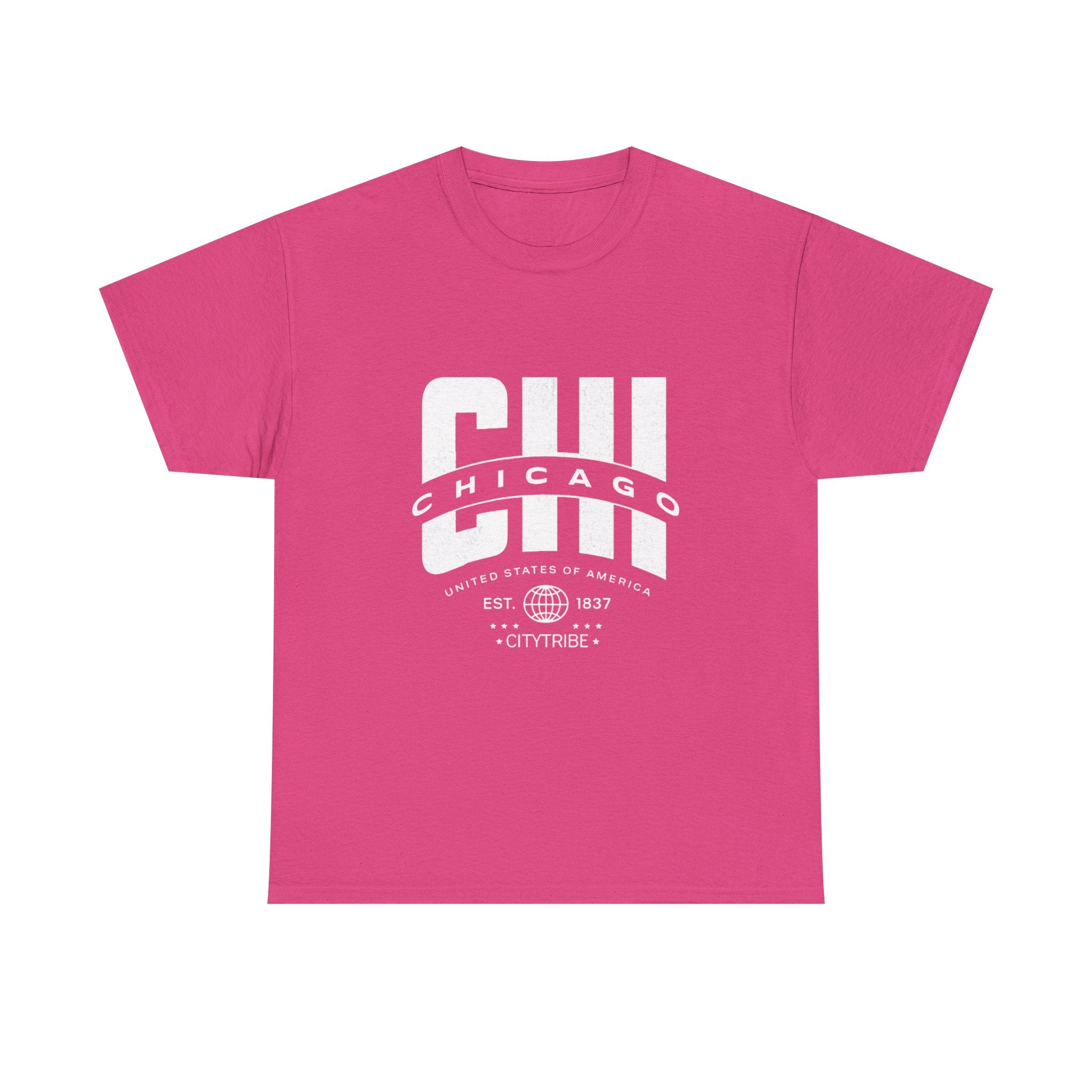 Chicago Unisex Heavy Cotton Tee - City Tribal Design for Casual Wear