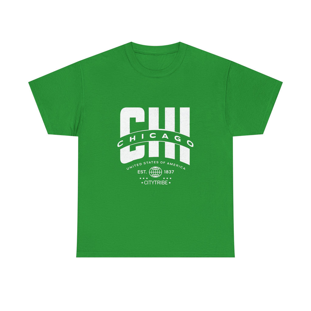 Chicago Unisex Heavy Cotton Tee - City Tribal Design for Casual Wear