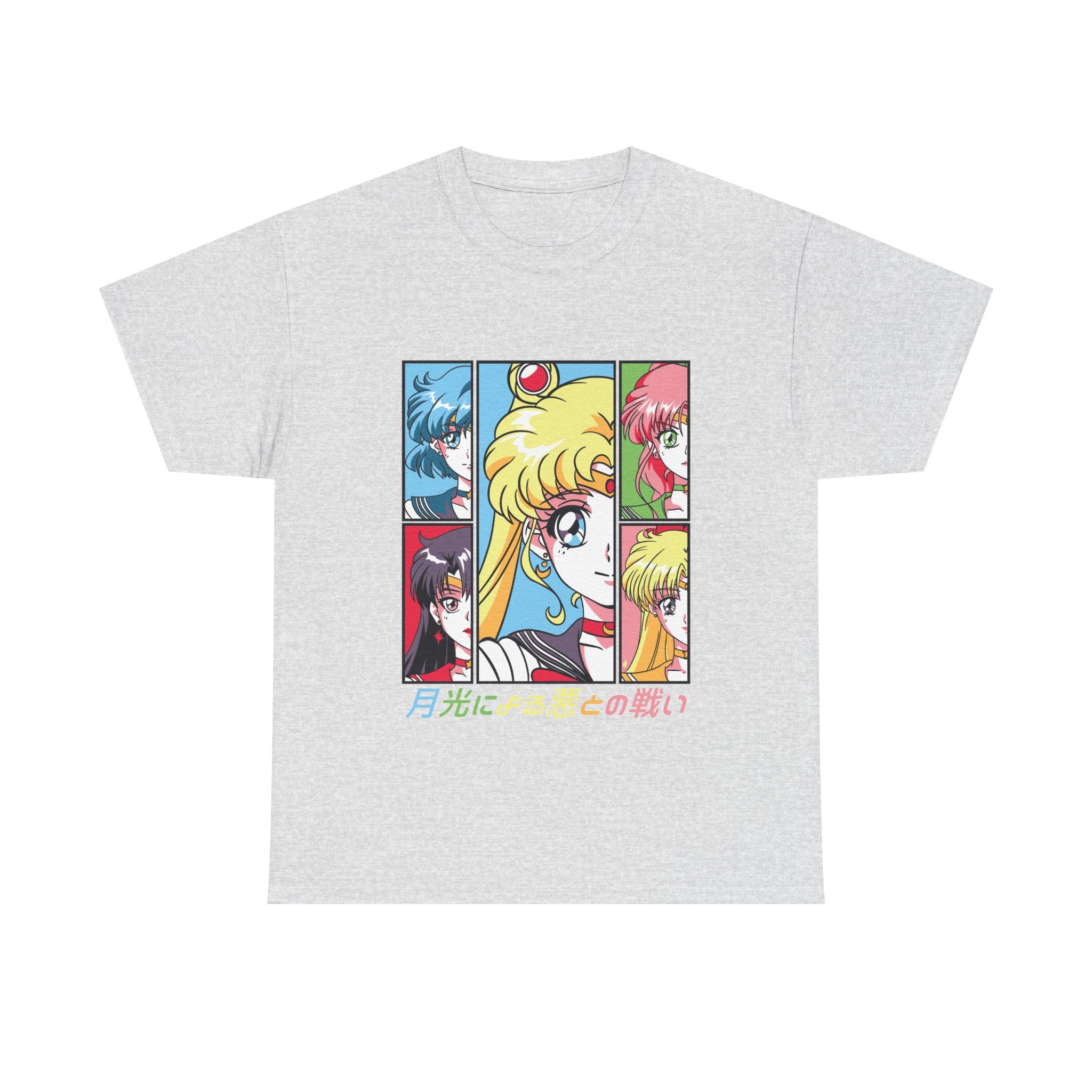 Retro Anime Graphic Tee - Sailor Moon Inspired Unisex Heavy Cotton T-Shirt