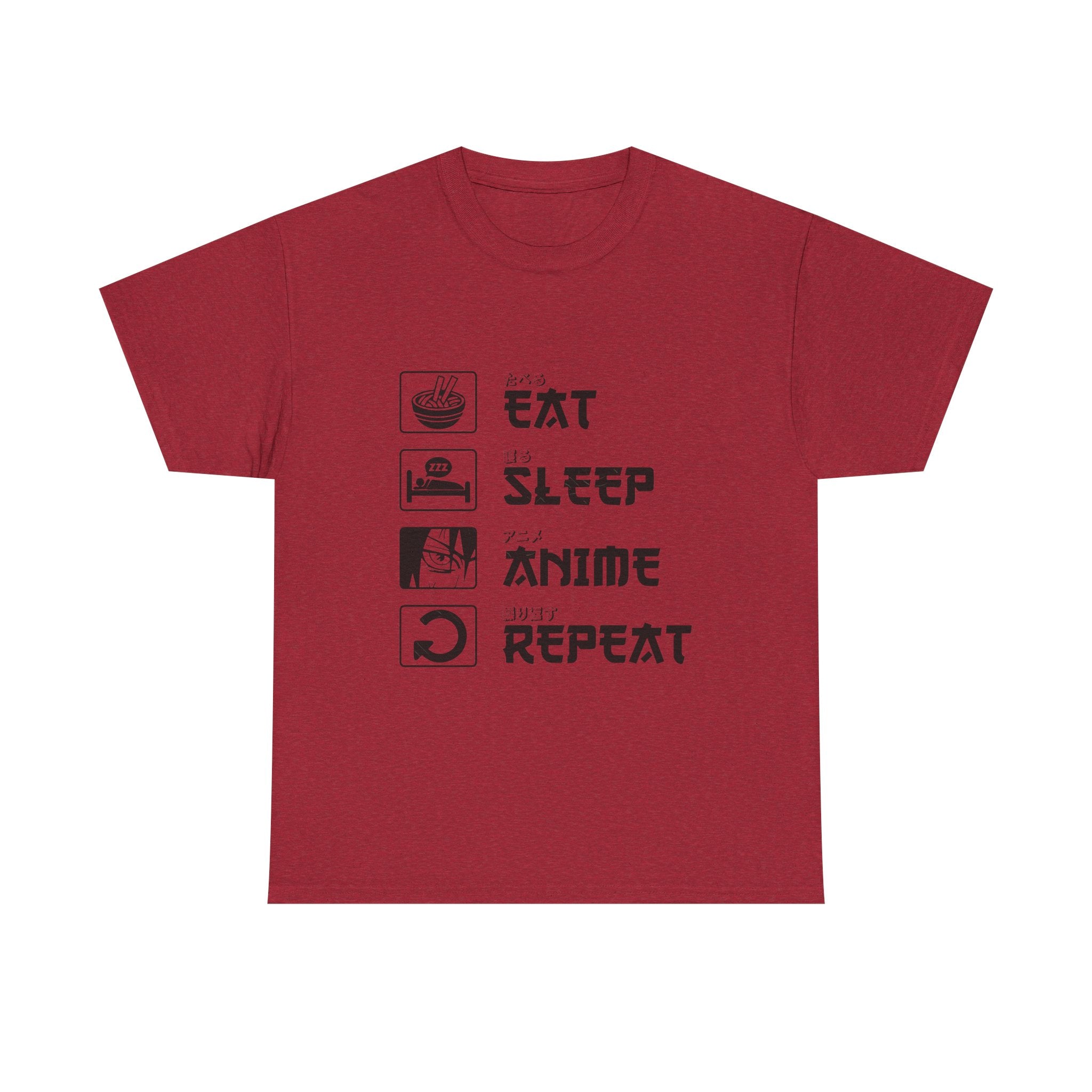 Unisex Heavy Cotton Tee - Eat Sleep Anime Repeat - Perfect for Anime Lovers