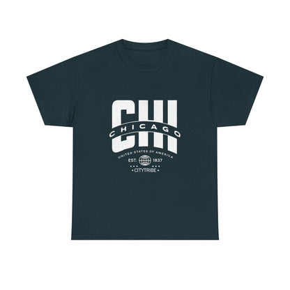 Chicago Unisex Heavy Cotton Tee - City Tribal Design for Casual Wear