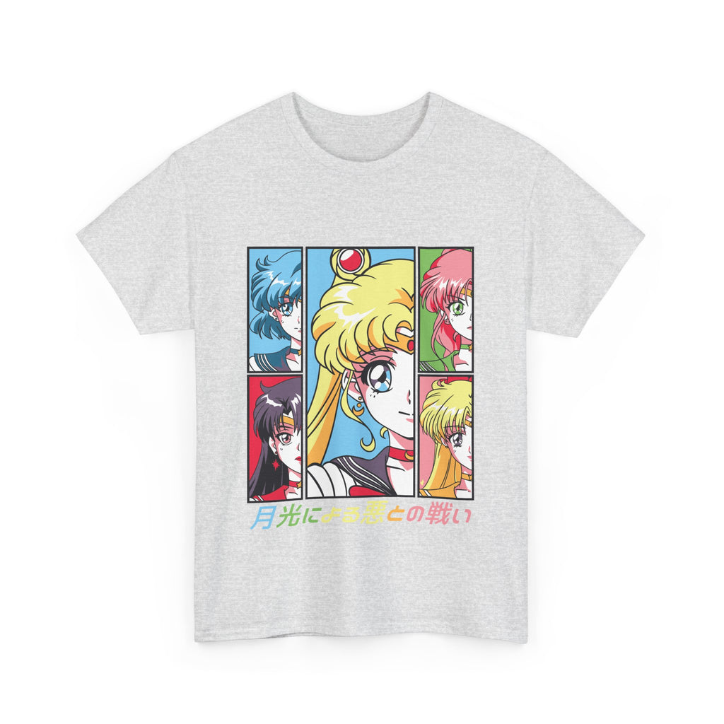 Retro Anime Graphic Tee - Sailor Moon Inspired Unisex Heavy Cotton T-Shirt