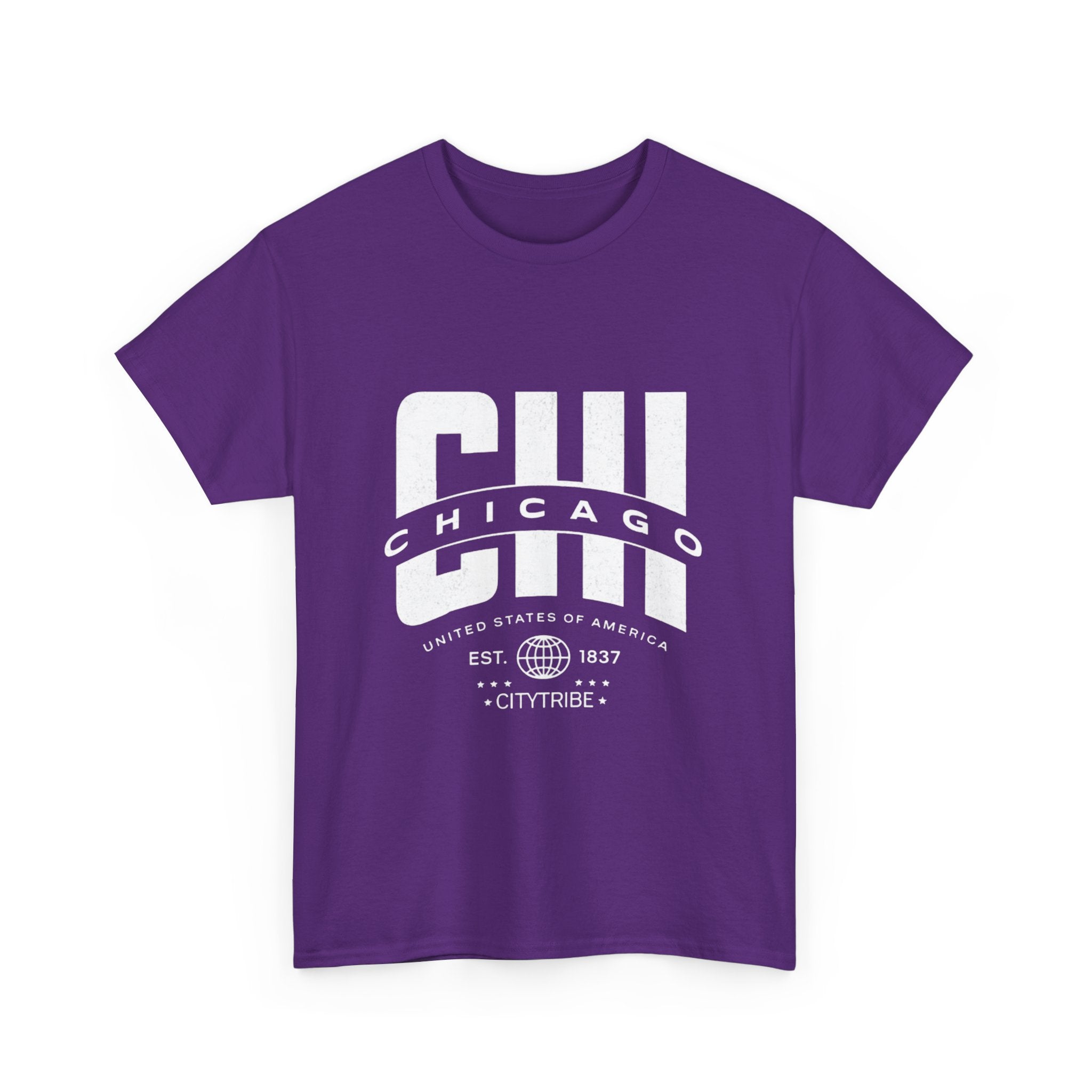 Chicago Unisex Heavy Cotton Tee - City Tribal Design for Casual Wear