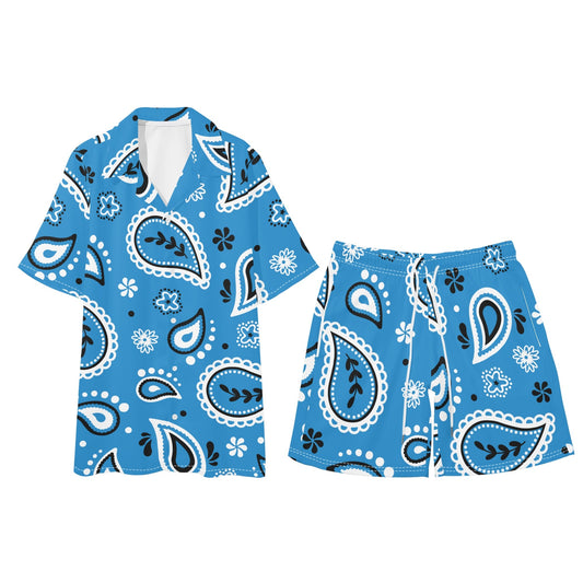 Mens Regular Fit Hawaiian Short Sleeve Shirt and Shorts Set