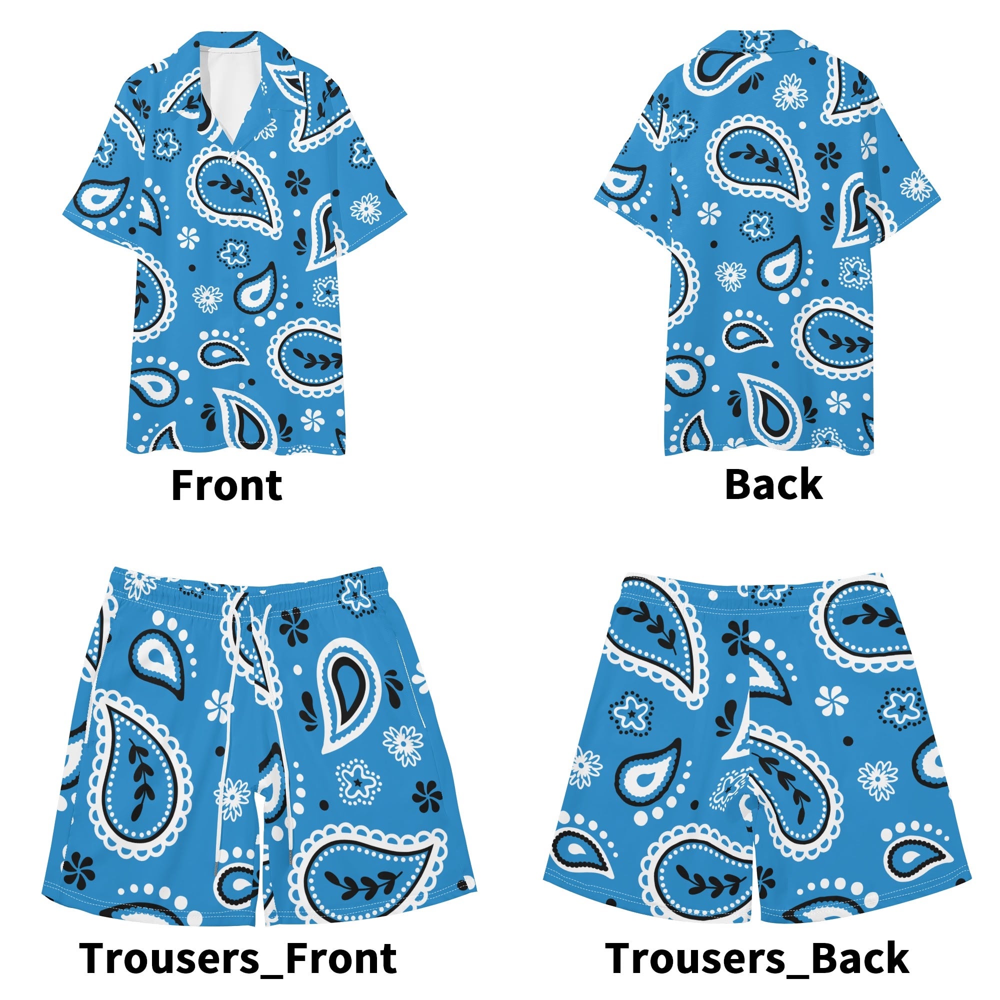Mens Regular Fit Hawaiian Short Sleeve Shirt and Shorts Set
