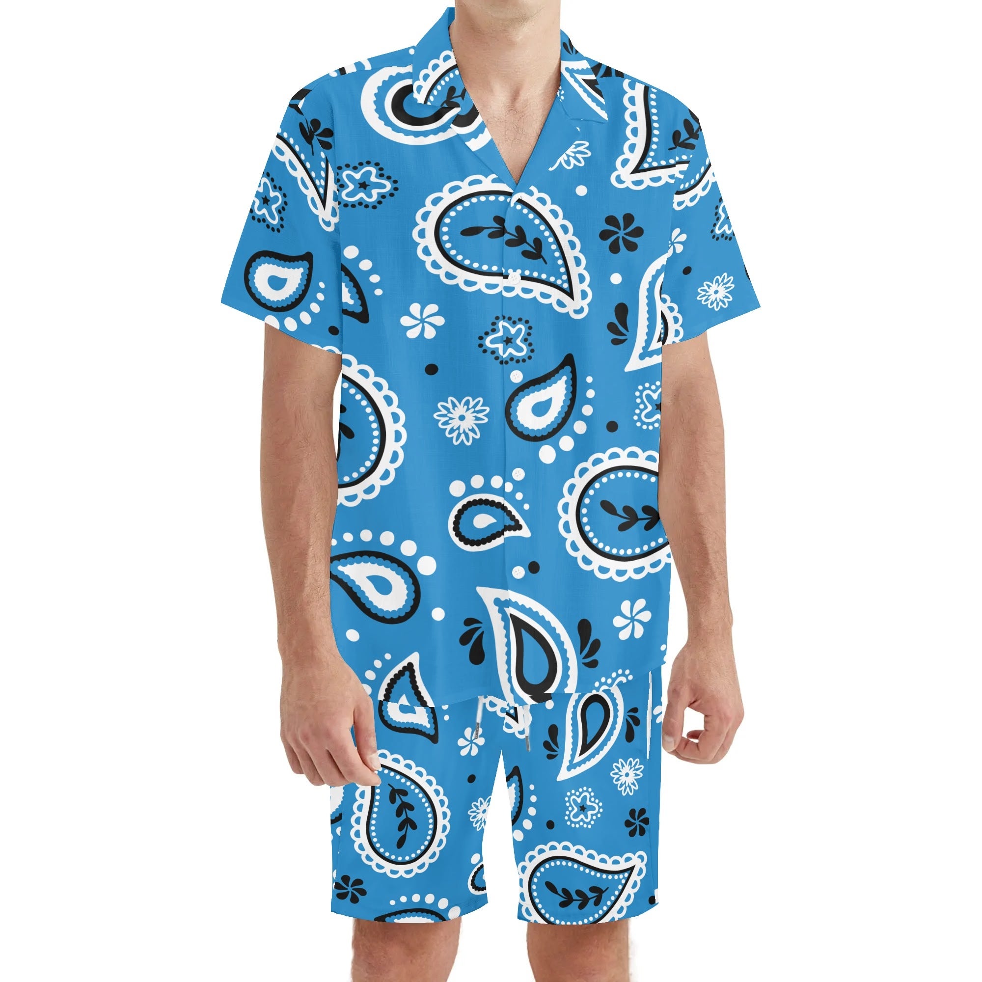 Mens Regular Fit Hawaiian Short Sleeve Shirt and Shorts Set