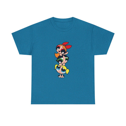 Powerpuff Girls Unisex Heavy Cotton Tee - Cute Cartoon Graphic Tee for Fans
