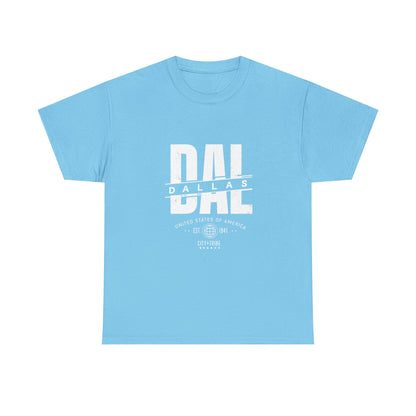 Dallas Unisex Heavy Cotton Tee - City Tribal Design for Casual Wear