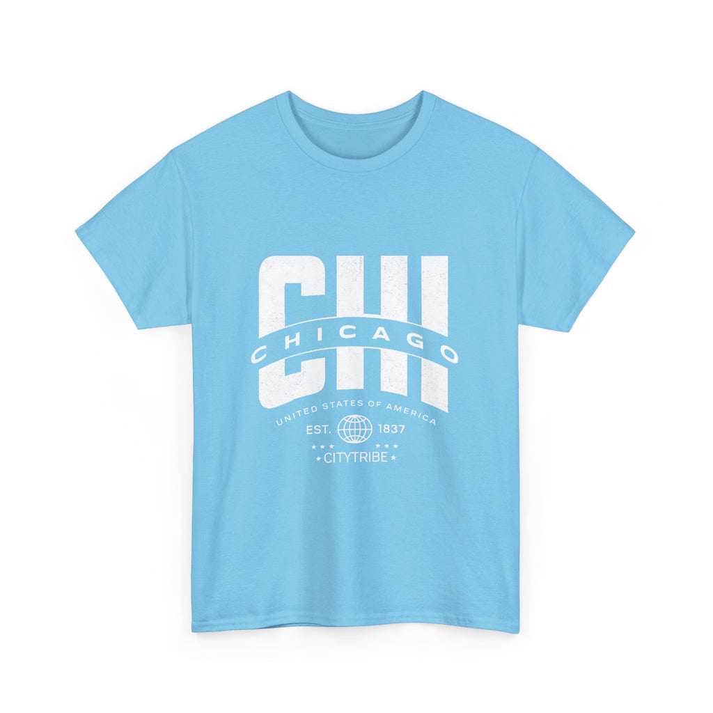Chicago Unisex Heavy Cotton Tee - City Tribal Design for Casual Wear