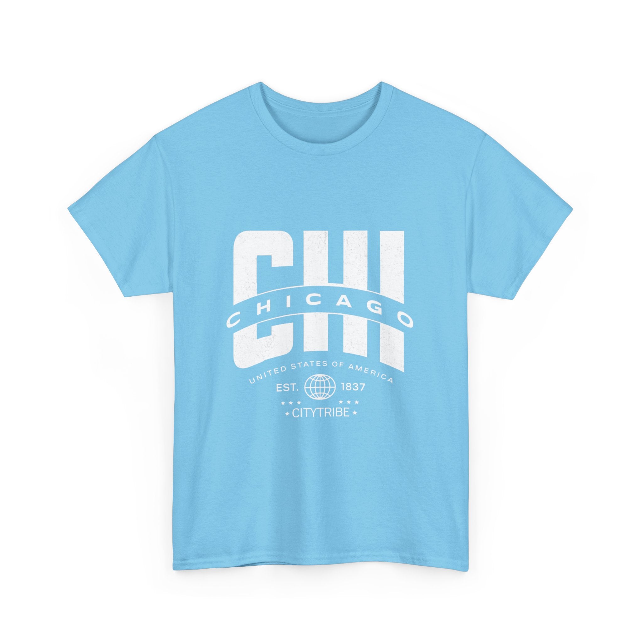 Chicago Unisex Heavy Cotton Tee - City Tribal Design for Casual Wear