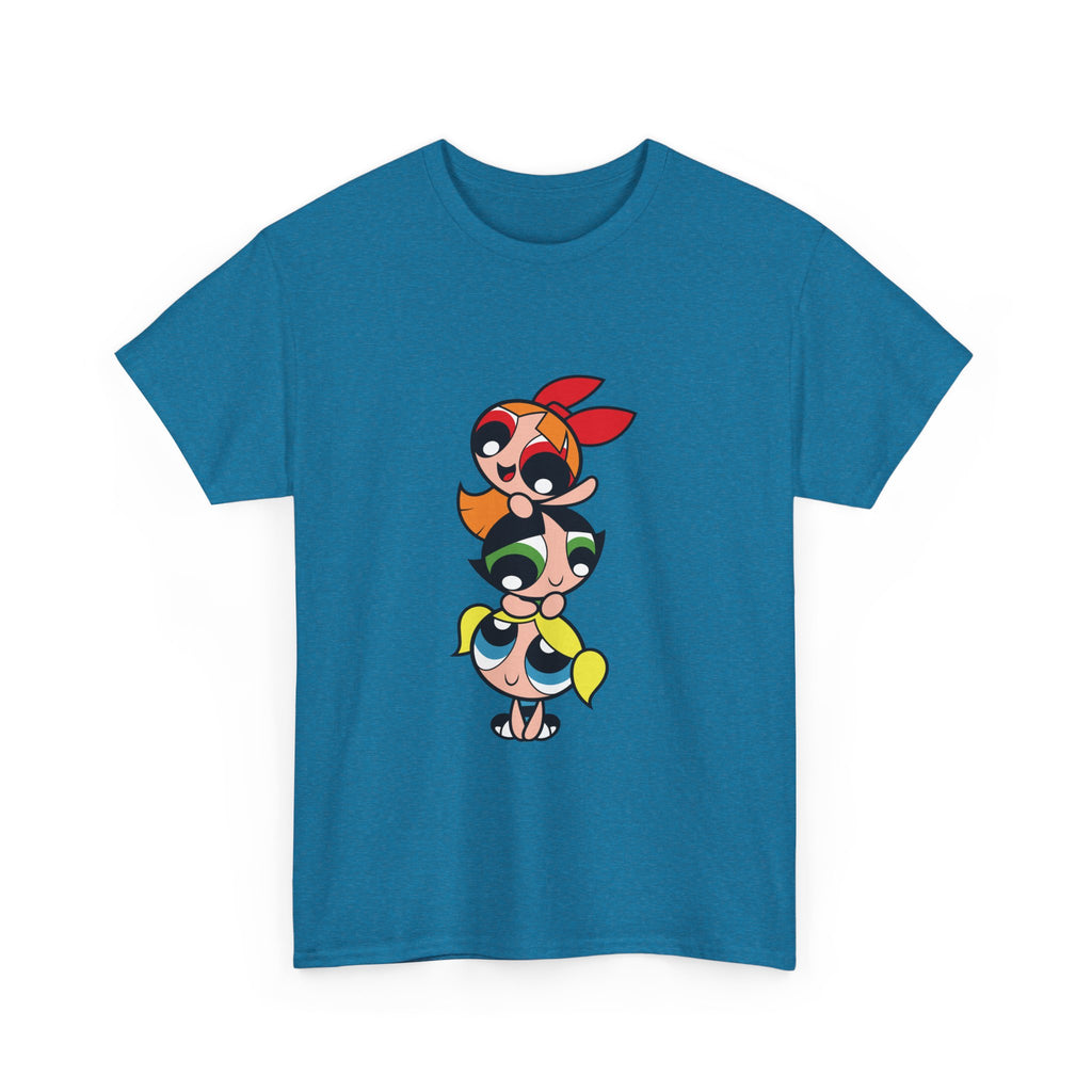 Powerpuff Girls Unisex Heavy Cotton Tee - Cute Cartoon Graphic Tee for Fans