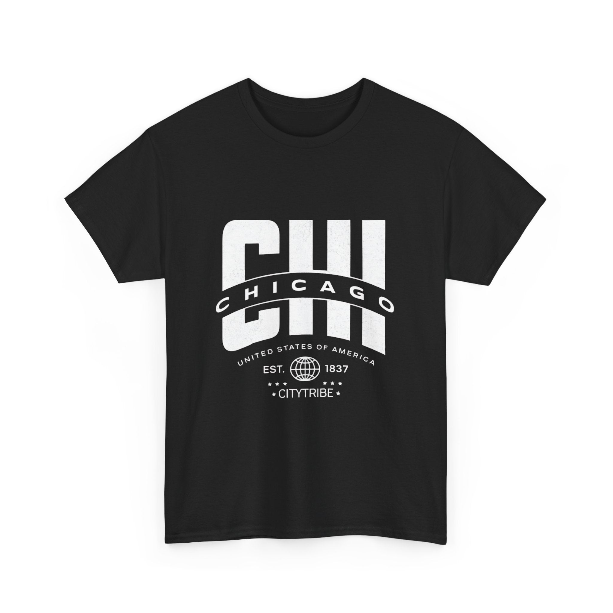 Chicago Unisex Heavy Cotton Tee - City Tribal Design for Casual Wear