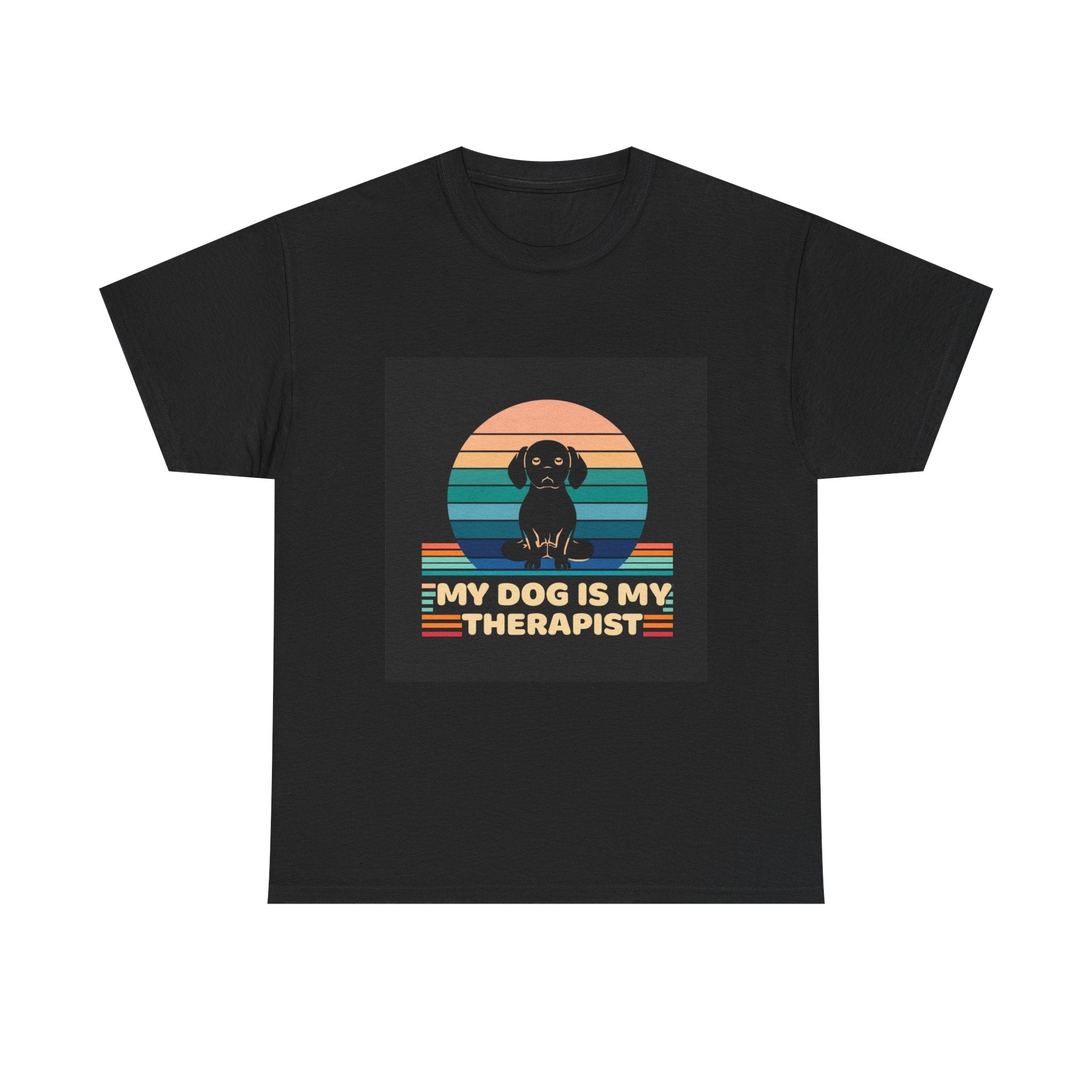Unisex Heavy Cotton Tee - "My Dog is My Therapist" Vintage Dog Lover T-Shirt
