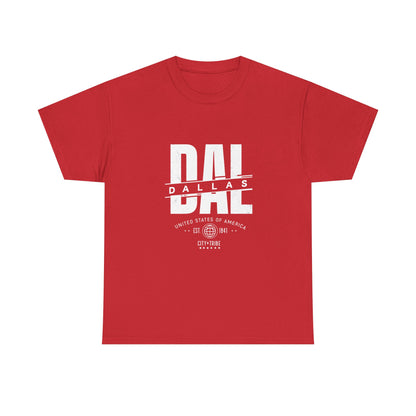 Dallas Unisex Heavy Cotton Tee - City Tribal Design for Casual Wear