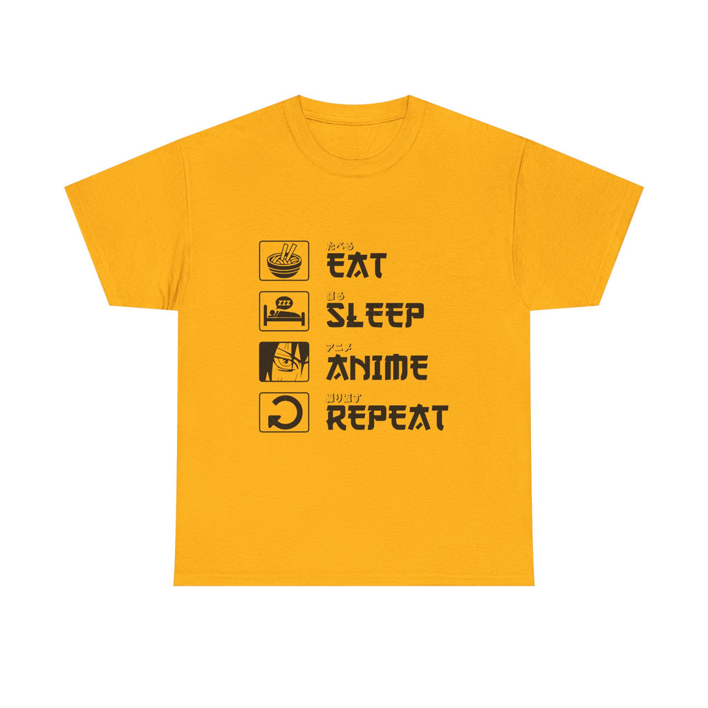 Unisex Heavy Cotton Tee - Eat Sleep Anime Repeat - Perfect for Anime Lovers
