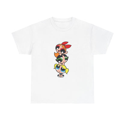 Powerpuff Girls Unisex Heavy Cotton Tee - Cute Cartoon Graphic Tee for Fans