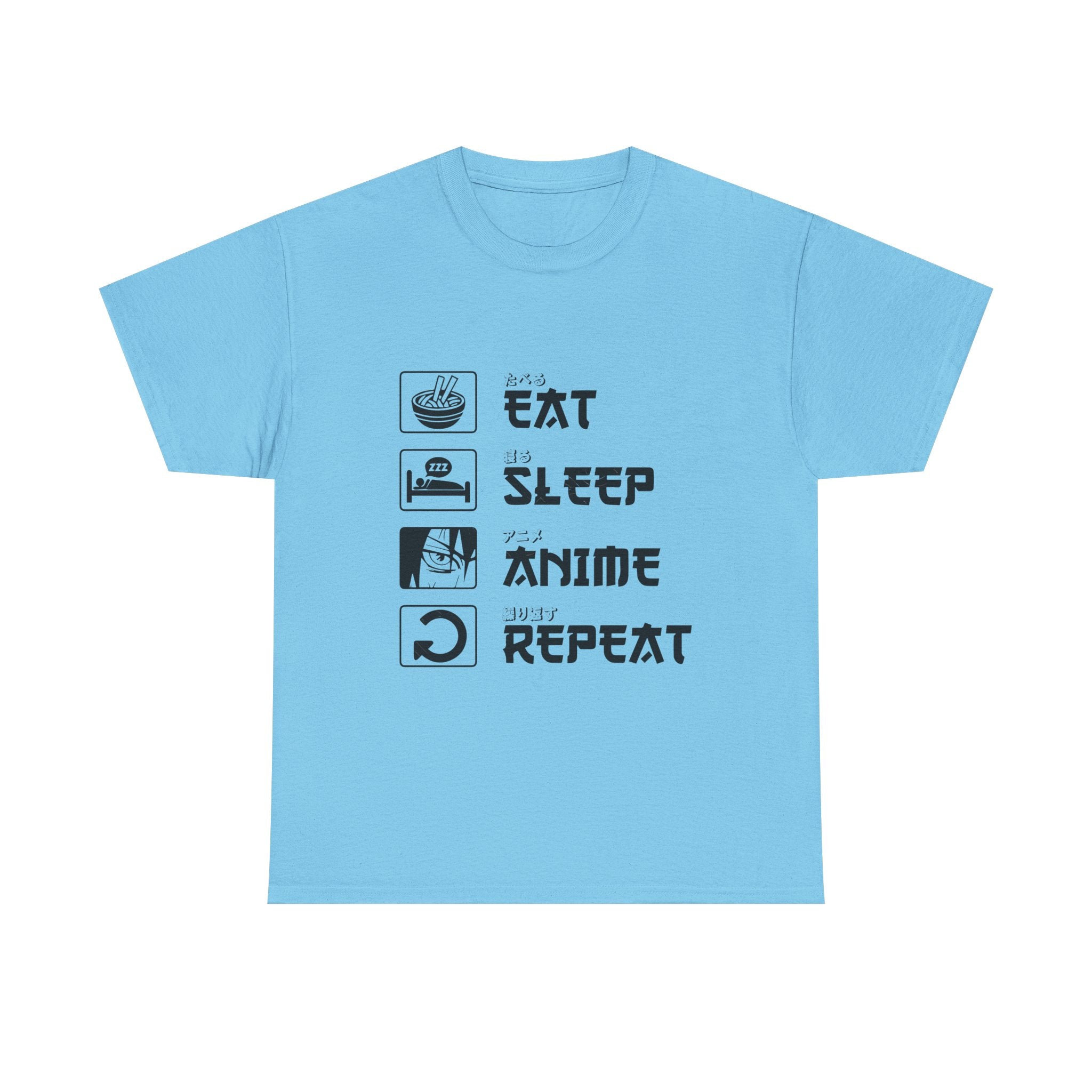 Unisex Heavy Cotton Tee - Eat Sleep Anime Repeat - Perfect for Anime Lovers