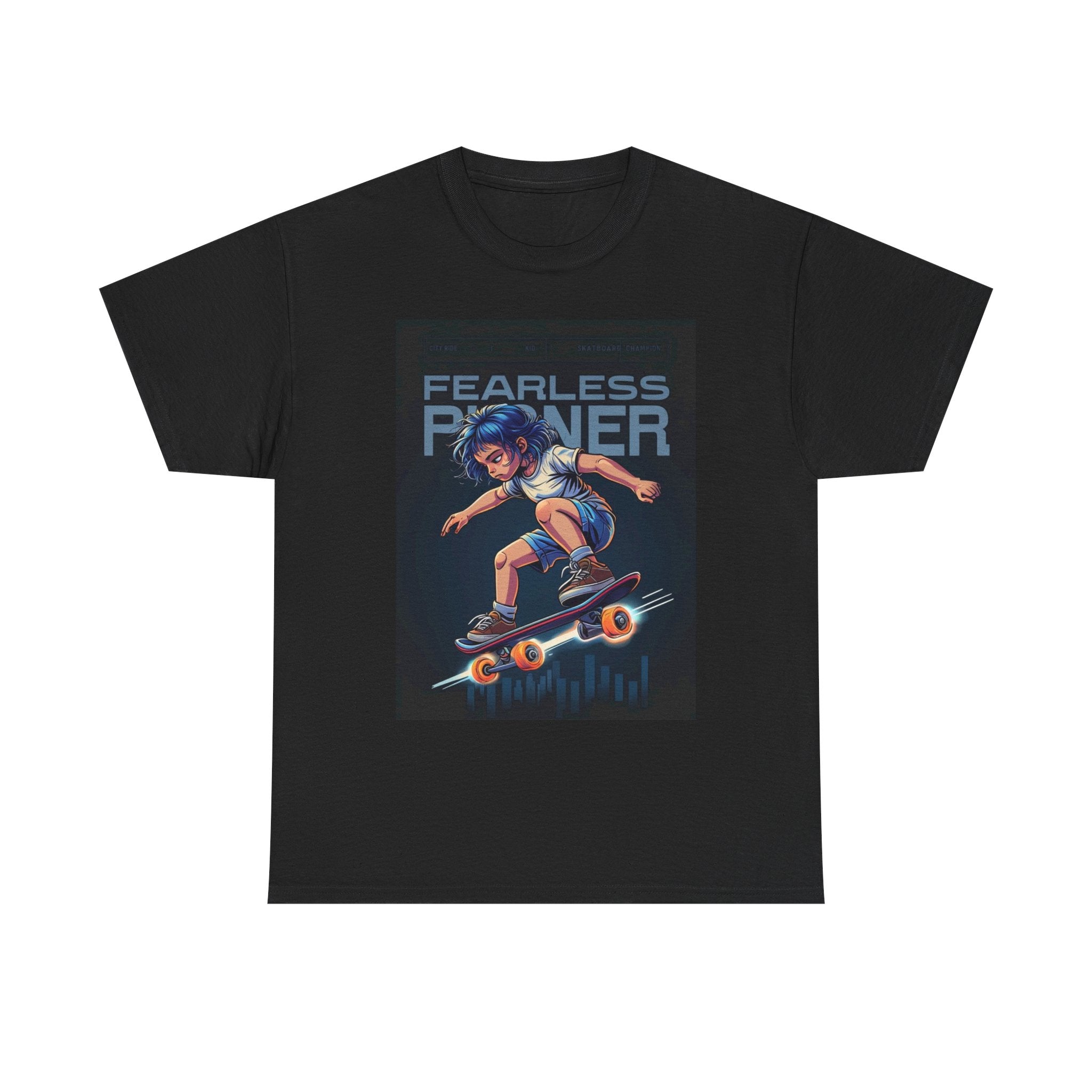 Fearless Pioneer Unisex Heavy Cotton Tee - Bold Skateboarding Graphic T-Shirt