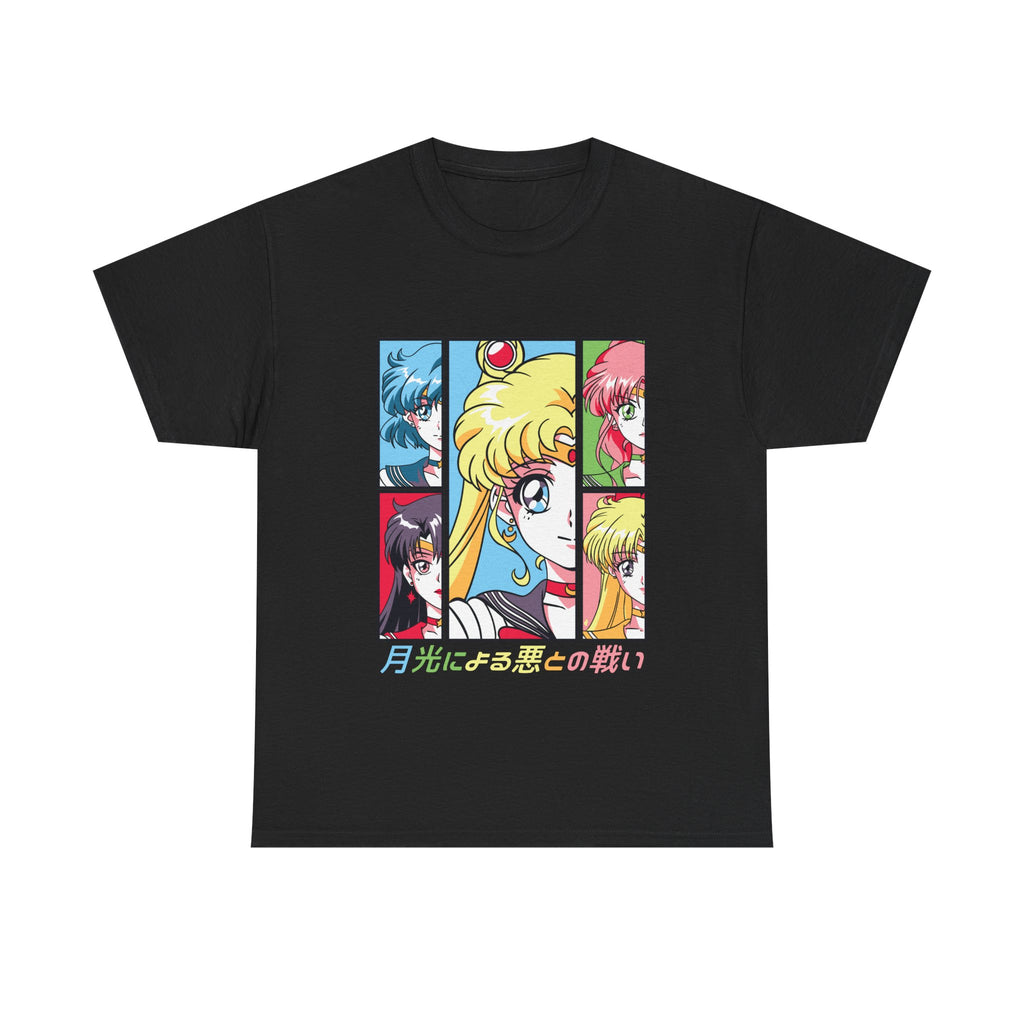 Retro Anime Graphic Tee - Sailor Moon Inspired Unisex Heavy Cotton T-Shirt