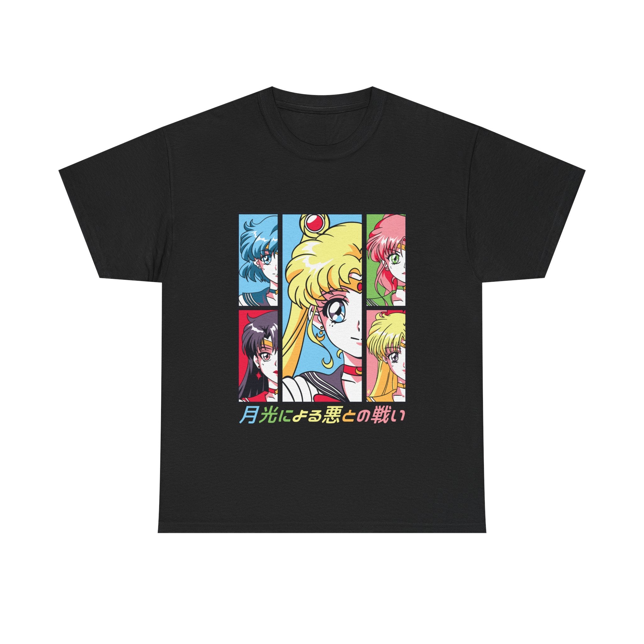 Retro Anime Graphic Tee - Sailor Moon Inspired Unisex Heavy Cotton T-Shirt