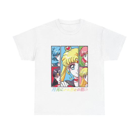 Retro Anime Graphic Tee - Sailor Moon Inspired Unisex Heavy Cotton T-Shirt