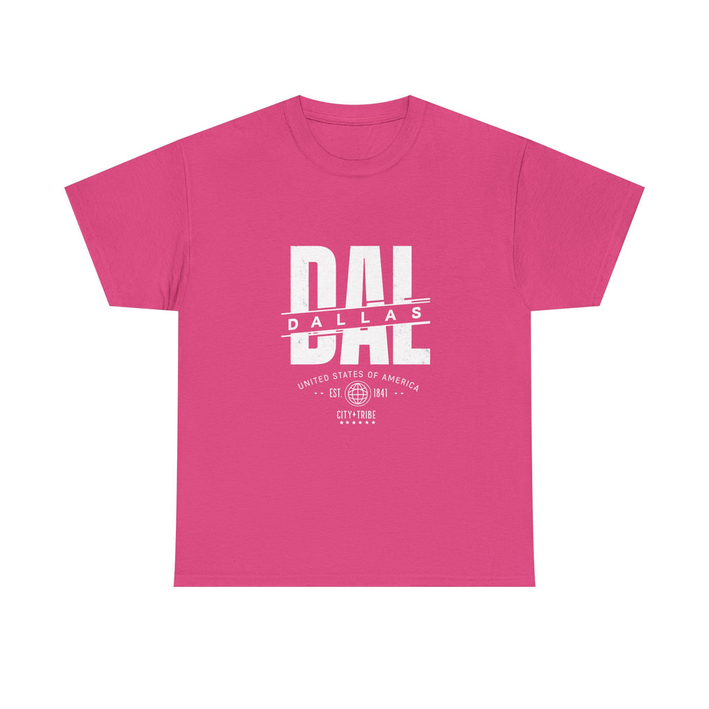 Dallas Unisex Heavy Cotton Tee - City Tribal Design for Casual Wear