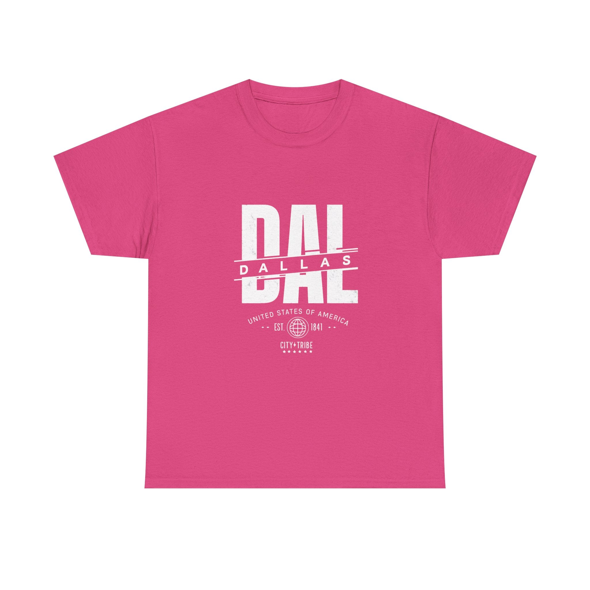 Dallas Unisex Heavy Cotton Tee - City Tribal Design for Casual Wear