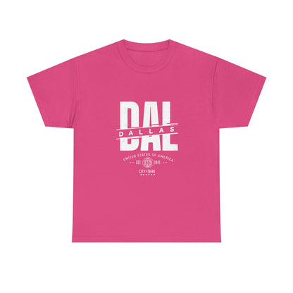 Dallas Unisex Heavy Cotton Tee - City Tribal Design for Casual Wear