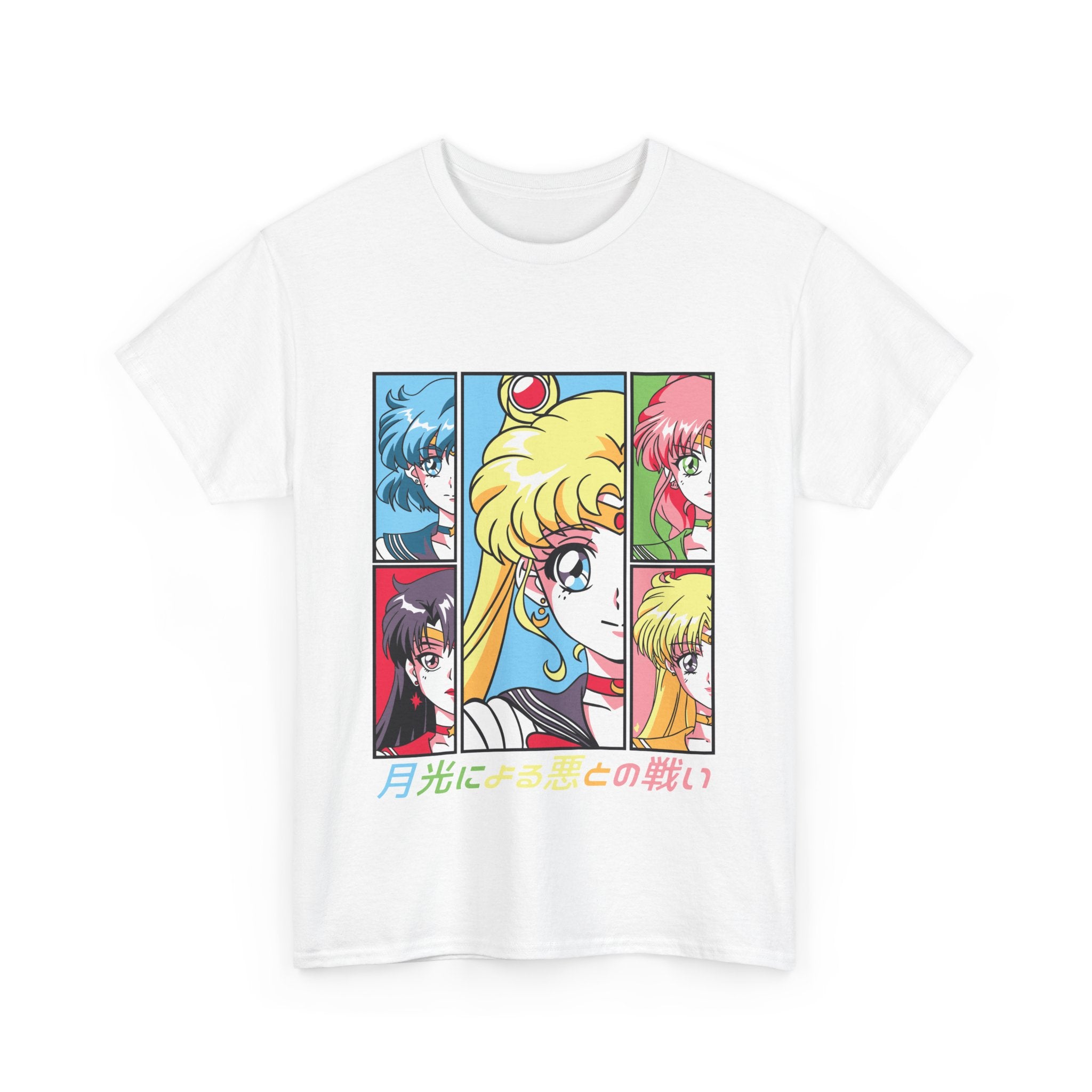 Retro Anime Graphic Tee - Sailor Moon Inspired Unisex Heavy Cotton T-Shirt