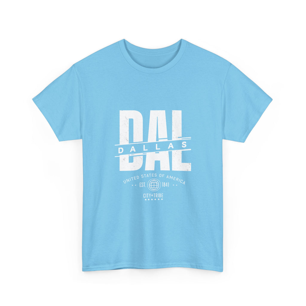 Dallas Unisex Heavy Cotton Tee - City Tribal Design for Casual Wear