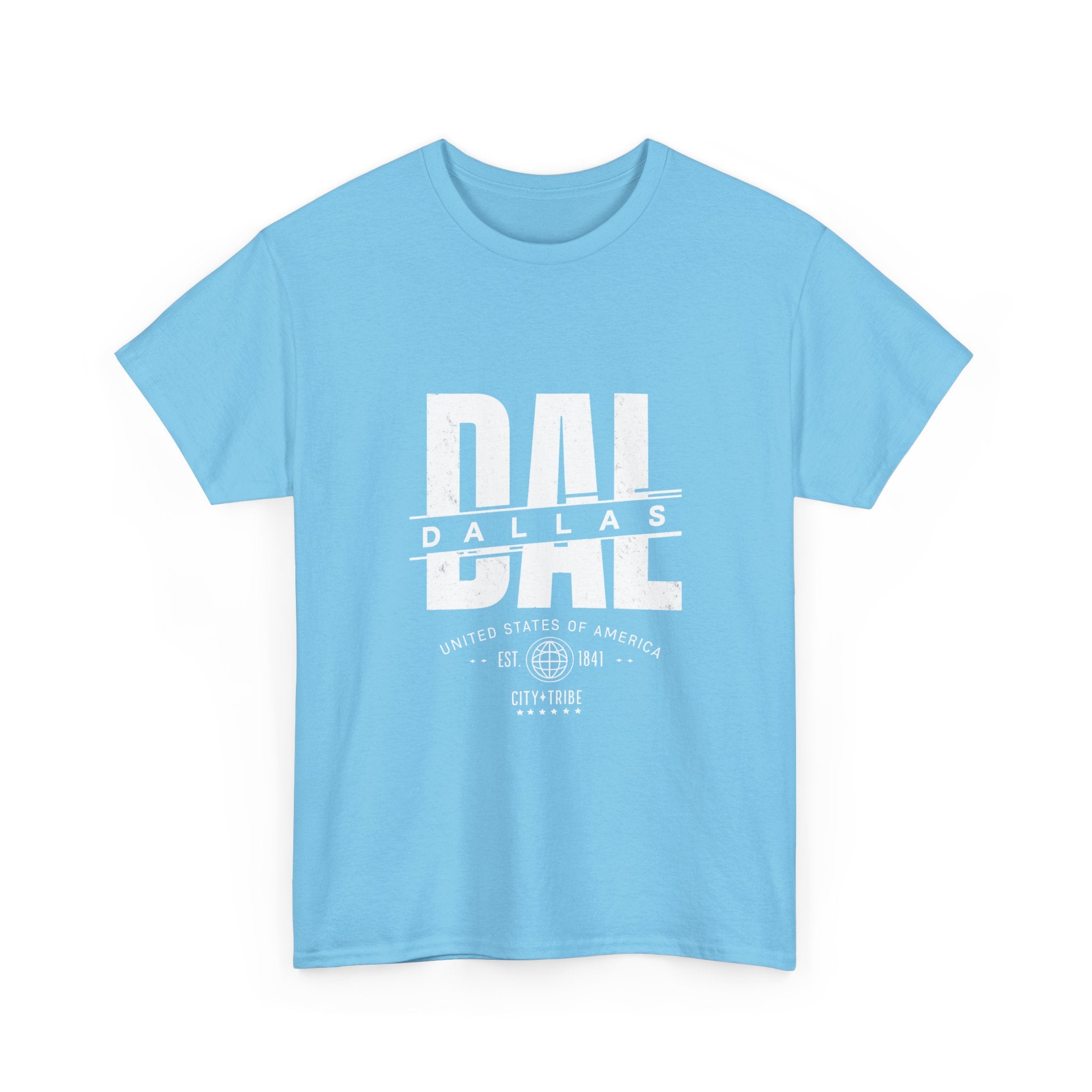 Dallas Unisex Heavy Cotton Tee - City Tribal Design for Casual Wear