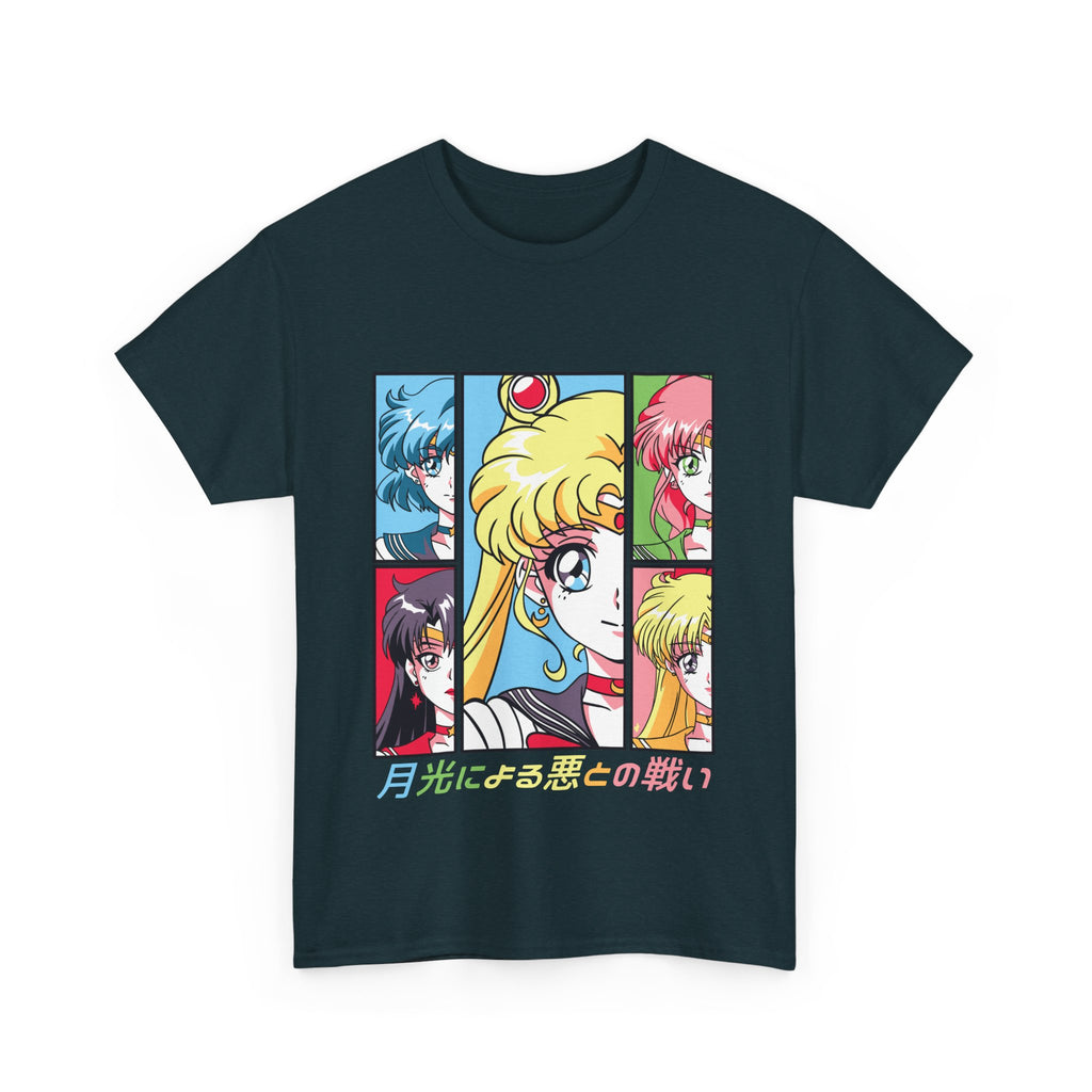 Retro Anime Graphic Tee - Sailor Moon Inspired Unisex Heavy Cotton T-Shirt