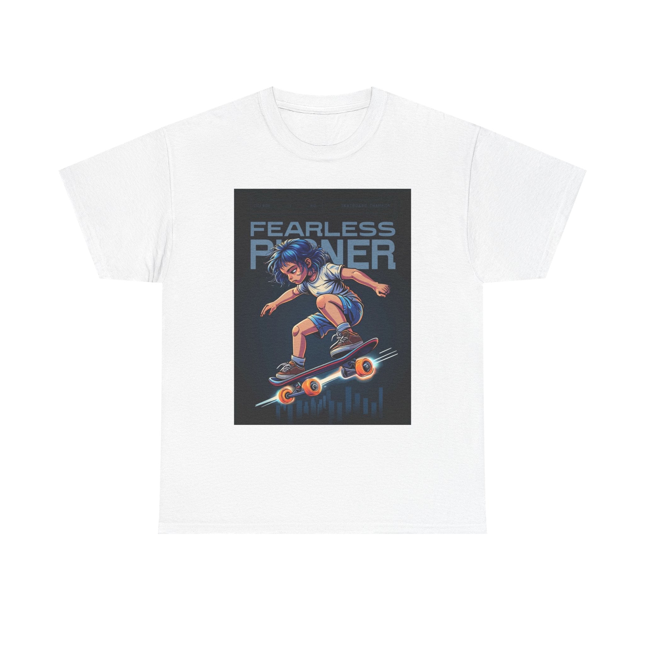 Fearless Pioneer Unisex Heavy Cotton Tee - Bold Skateboarding Graphic T-Shirt