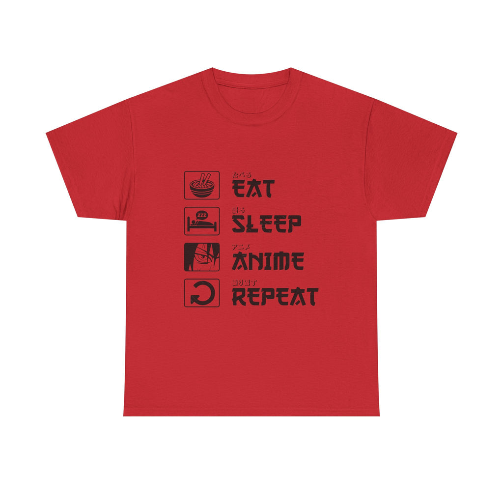 Unisex Heavy Cotton Tee - Eat Sleep Anime Repeat - Perfect for Anime Lovers